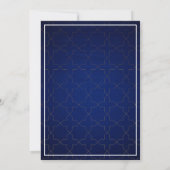 Elegant Navy Blauw en Wit Islamitisch Bruiloft Kaart (Achterkant)