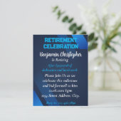 Elegant Navy Blauw en Wit Pensioen Viering Kaart (Staand voorkant)