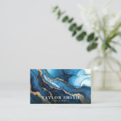 Elegant Navy Blauw Goud Agaat Classy Chic Visitekaartje (Staand voorkant)