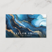 Elegant Navy Blauw Goud Agaat Classy Chic Visitekaartje (Voorkant)