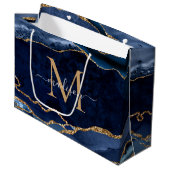 Elegant Navy Blauw Goud Agaat Geode Girly Monogram Groot Cadeauzakje (Voorkant Gekanteld)