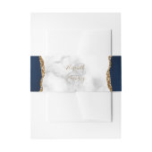 Elegant Navy Blauw Goud Agaat Marmer Bruiloft Uitnodigingen Wikkel (Voorkant Voorbeeld)