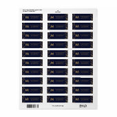 Elegant Navy Blauw Goud Bloemen Adres Etiket (Full Sheet)