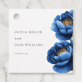 Elegant Navy Blauw Goud Bloemen Bruiloft Bedankjes Labels