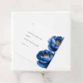 Elegant Navy Blauw Goud Bloemen Bruiloft Bedankjes Labels (In situ)
