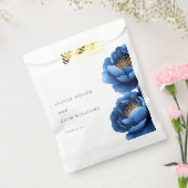 Elegant Navy Blauw Goud Bloemen Bruiloft Bedankzakje (Gezegeld)