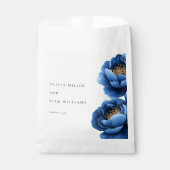 Elegant Navy Blauw Goud Bloemen Bruiloft Bedankzakje (Voorkant)