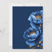 Elegant Navy Blauw Goud Bloemen Bruiloft Kaart (Achterkant)