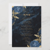 Elegant Navy Blauw Goud Bloemen Bruiloft Kaart (Voorkant)