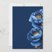 Elegant Navy Blauw Goud Bloemen Bruiloft Kaart (Achterkant)