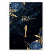 Elegant Navy Blauw Goud Bloemen Bruiloft Kaart (Achterkant)