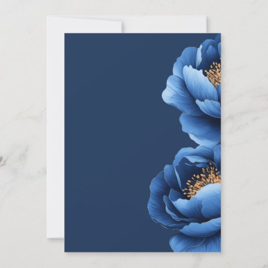 Elegant Navy Blauw Goud Bloemen Bruiloft Save The Date (Achterkant)