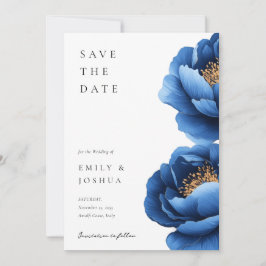 Elegant Navy Blauw Goud Bloemen Bruiloft Save The Date