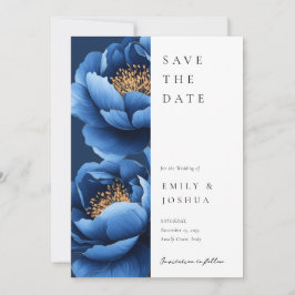 Elegant Navy Blauw Goud Bloemen Bruiloft Save The Date