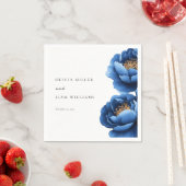 Elegant Navy Blauw Goud Bloemen Bruiloft Servet (Insitu)