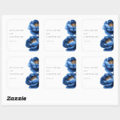 Elegant Navy Blauw Goud Bloemen Bruiloft Vierkante Sticker (Vel)