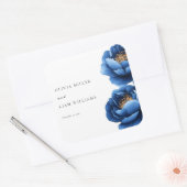 Elegant Navy Blauw Goud Bloemen Bruiloft Vierkante Sticker (Envelop)