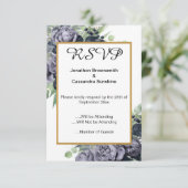 ELEGANT NAVY  BLAUW GOUD EUCALYPTUS ROOS  RSVP KAART (Staand voorkant)