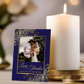 Elegant Navy Blauw & Goud Liefde & Bedankt Bruilof