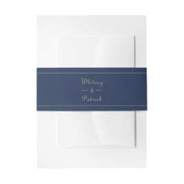 Elegant Navy Blauw & Goud Script bruiloft uitnodig Uitnodigingen Wikkel