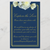 Elegant Navy Blauw Goud Script Menu Foto Info Kaar (Achterkant)