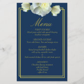 Elegant Navy Blauw Goud Script Menu Foto Info Kaar (Voorkant)
