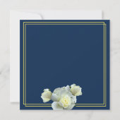 Elegant Navy Blauw Goud Script Wit Rose Bruiloft Save The Date (Achterkant)