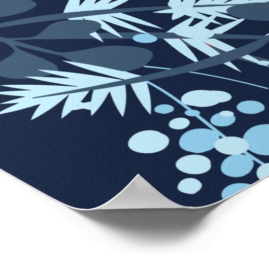 Elegant Navy-blauw Monogram Bloemachtige Bruidsont Poster (Hoek)