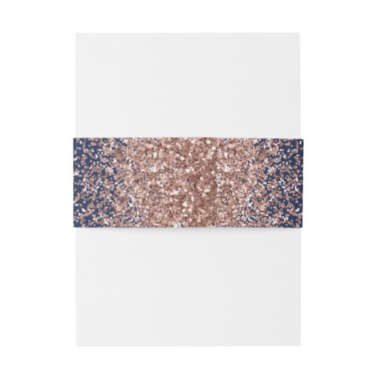 Elegant Navy Blauw Roos Gouden Bruiloft Uitnodigingen Wikkel (Achterkant Voorbeeld)