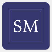 Elegant Navy Blauw Wit Monogram Bruiloft