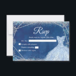 Elegant Navy Blauw Zilver Winter Quinceañera RSVP Kaartje<br><div class="desc">Elegante Navy Blue Zilveren Winter Quinceañera RSVP-kaart</div>