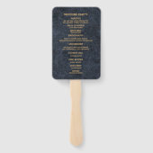 Elegant Navy Blauwe Gouden Trouwprogramma Handwaaier (Achterkant)