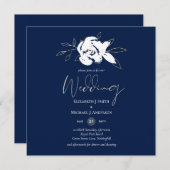 Elegant Navy Blauwe Witte Gouden Bruiloft (Voorkant / Achterkant)