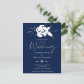 Elegant Navy Blauwe Witte Gouden Bruiloft Briefkaart (Staand voorkant)