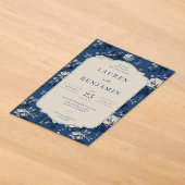 Elegant Navy Bloem Acryl Uitnodigingen (Laagn)