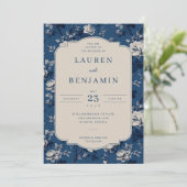 Elegant Navy Bloem Kaart (Staand voorkant)