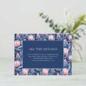 Elegant Navy Bloemmotief Informatiekaartje (Staand voorkant)