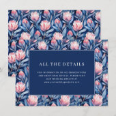 Elegant Navy Bloemmotief Informatiekaartje (Voorkant / Achterkant)