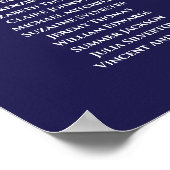 Elegant Navy Blue 12 Table Wedding Seating Chart Poster (Hoek)