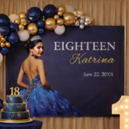 Elegant Navy Blue 18th Banner
