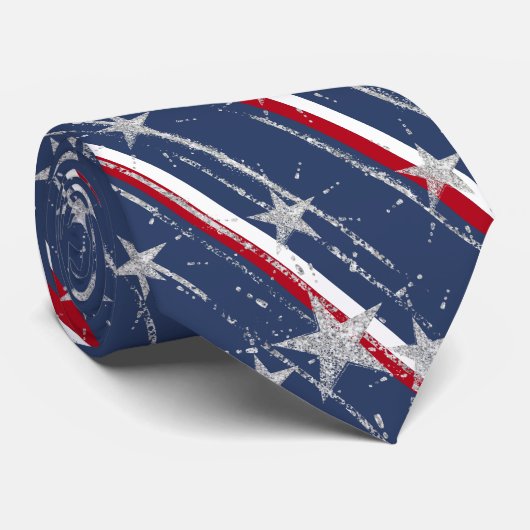 Elegant Navy Blue 4 juli Star Spangled Stropdas (Opgerold)