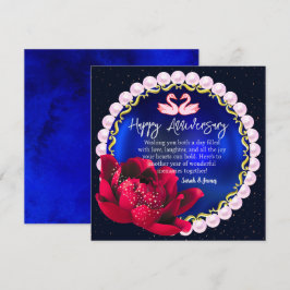 Elegant Navy-Blue 5th Happy Wedding Jubileum Kaart