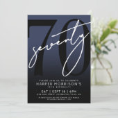 Elegant Navy Blue 70ste verjaardagsfeest Kaart (Staand voorkant)