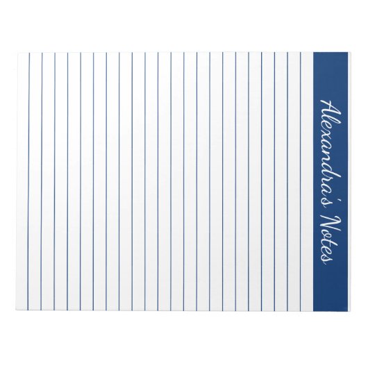Elegant Navy Blue 8.5x11 Letter-formaat aangepast Notitieblok (Voorkant)
