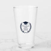 Elegant Navy Blue aangepaste naam afstudeerfeest Glas (Voorkant)
