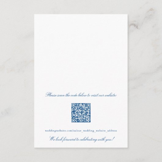 Elegant Navy Blue Accommodaties Transport QR Informatiekaartje (Achterkant)
