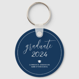 Elegant Navy Blue Afstuderen 2024 Afstuderen Sleutelhanger