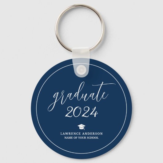 Elegant Navy Blue Afstuderen 2024 Afstuderen Sleutelhanger (Voorkant)