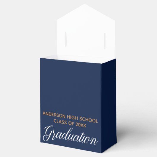 Elegant Navy Blue Afstuderen Custom 2023 Party Bedankdoosjes (Geopend)