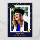 Elegant Navy Blue Afstuderen Foto Aankondiging (Voorkant)